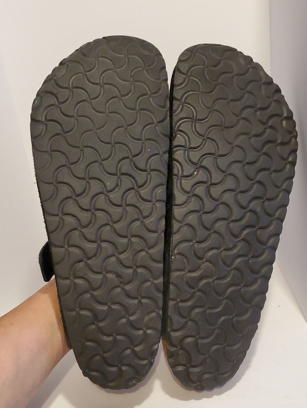 Birkenstock Boston Suede Leather Mules Shoes Clogs In Black Size 12 - Picture 10 of 14